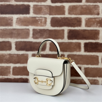 Gu.cci Horsebit 1955 Mini Top Handle Bag White Leather 781387