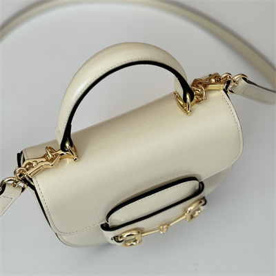 Gu.cci Horsebit 1955 Mini Top Handle Bag White Leather 781387