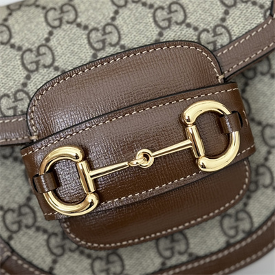 gu.cci horsebit 1955 mini top handle bag beige and ebony gg S*p*e canvas 781387