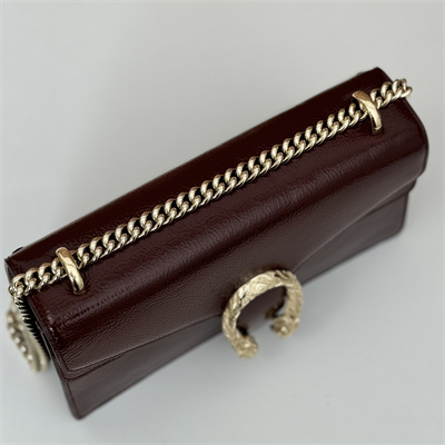 Gu.cci Dionysus Small Shoulder Bag Burgundy Patent Leather 795005