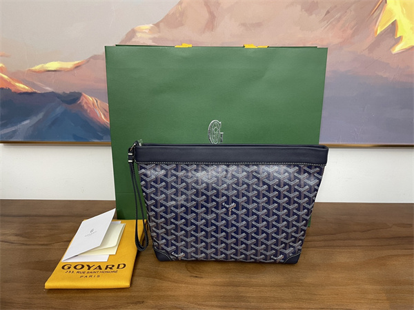 conti pouch Go*ardine canvas&chevroches calfskin navy blue