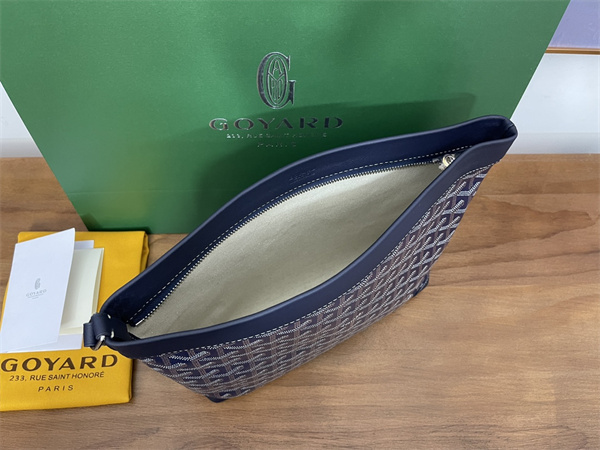 conti pouch Go*ardine canvas&chevroches calfskin navy blue