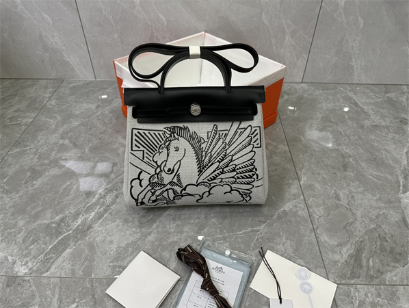 Her.mes Herbag 31 Canvas and Calfskin With Printing