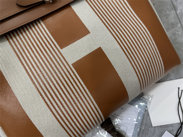 Her.mes Herbag 31 Canvas and Calfskin With Stripe Printing