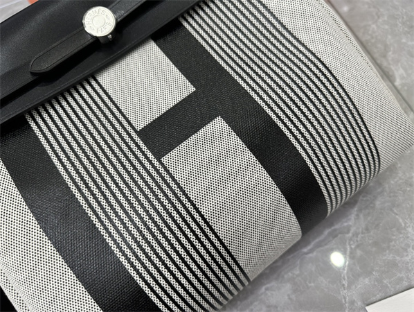Her.mes Herbag 31 Canvas and Calfskin With Stripe Printing
