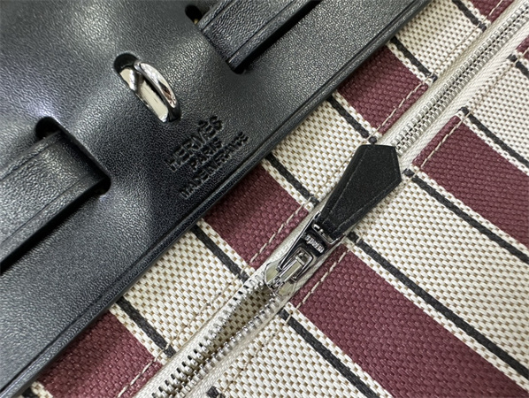 Her.mes Herbag 31 Canvas and Calfskin With Stripe Printing