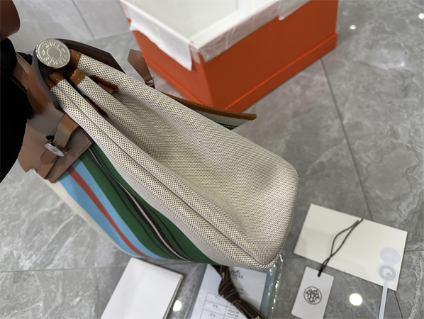 Her.mes Herbag 31 Canvas and Calfskin With Stripe Printing