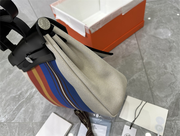 Her.mes Herbag 31 Canvas and Calfskin With Stripe Printing