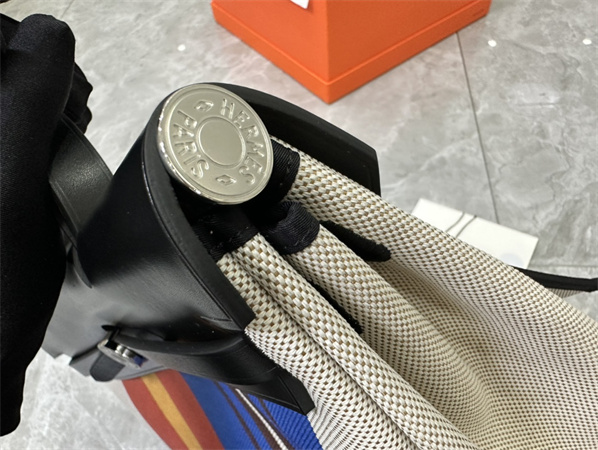 Her.mes Herbag 31 Canvas and Calfskin With Stripe Printing