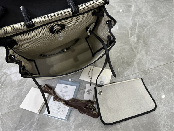 Her.mes Herbag Backpack Canvas and Calfskin