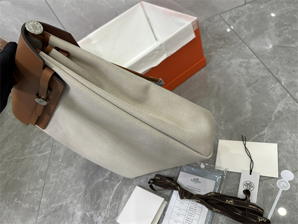 Her.mes Herbag Backpack Canvas and Calfskin