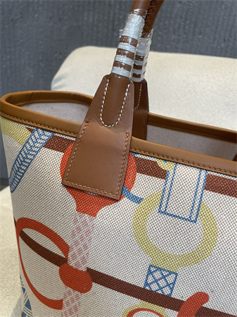 Her.mes Steeple Handbag Hplume Canvas and Swift Calfskin multicolor Printing HS