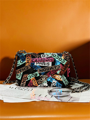 Ch*el mini classic flap bag rainbown sequin evening bag