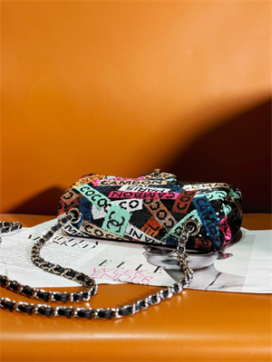 Ch*el mini classic flap bag rainbown sequin evening bag