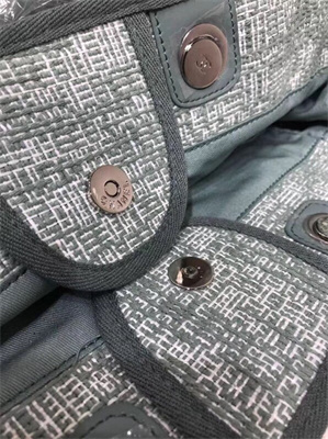 Ch*el deauville large shopping bag mixed fibers gold tone metal green a66941