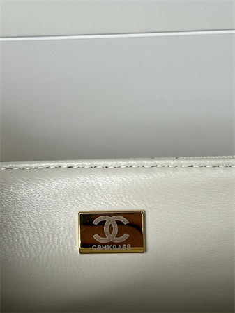 Ch*el mini flap bag with top handle grained calfskin gold tone metal white as2431