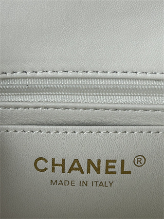 Ch*el mini flap bag with top handle lambskin gold tone metal white as2431