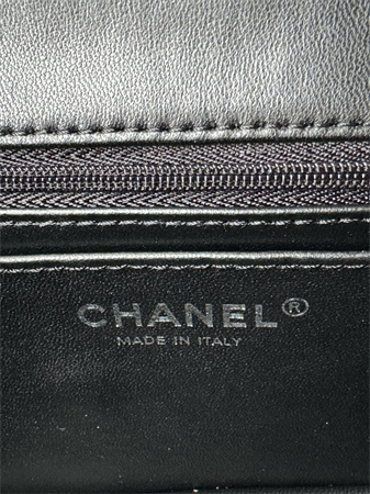 Ch*el mini flap bag with top handle lambskin silver tone metal black as2431