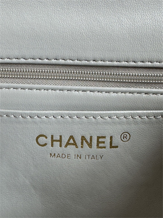 Ch*el mini flap bag with top handle lambskin gold tone metal grey as2431