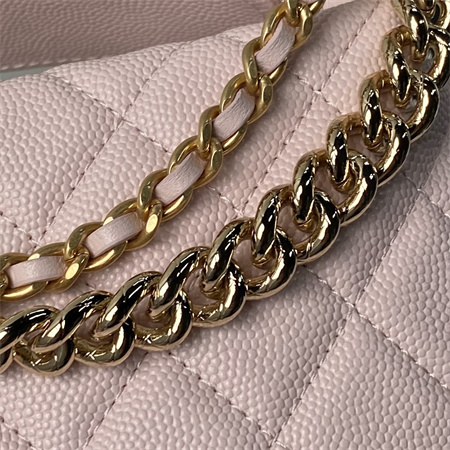 Cha.nel Pouch Grained Calfskin Gold Tone Metal Pink AP3943