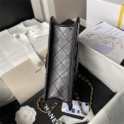 Ch*el vintage medium classic flap bag lambskin gold tone metal black as3586