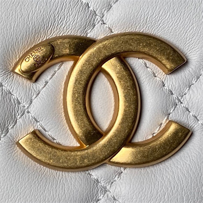 Ch*el hobo chain shoulder bag calfskin gold tone metal white as4532