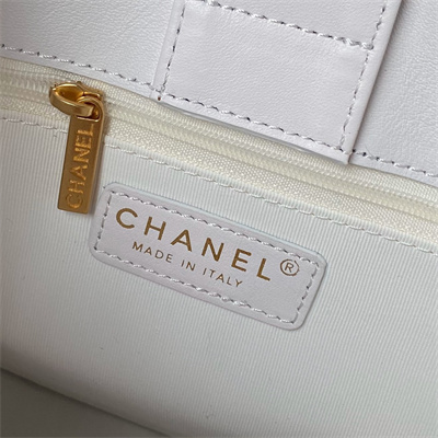 Ch*el hobo chain shoulder bag calfskin gold tone metal white as4532