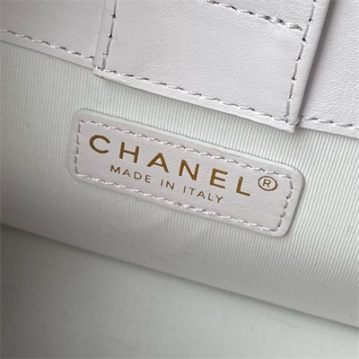 Ch*el hobo handbag calfskin gold tone metal white as4666