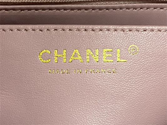 Ch*el mini flap bag with top handle shinny lambskin gold tone metal pink as4924