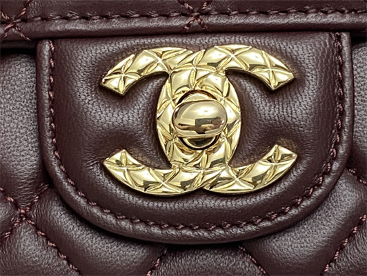 Ch*el mini flap bag with top handle shinny lambskin gold tone metal burgundy as4924