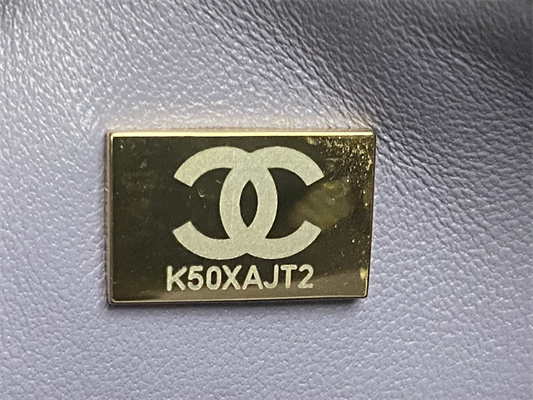 Ch*el mini flap bag with top handle shinny lambskin gold tone metal lt purple as4924