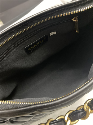 Ch*el small hobo bag shiny lambskin gold tone metal black as4922