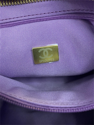 Ch*el small hobo bag shiny lambskin gold tone metal purple as4922