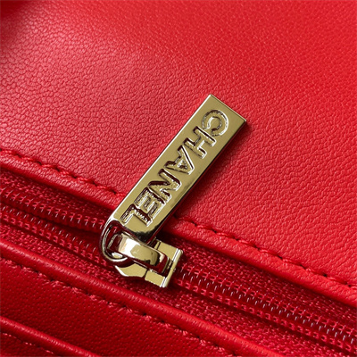 Cha.nel Mini Classic Flap Bag Lambskin Silver Tone Metal Red 01116