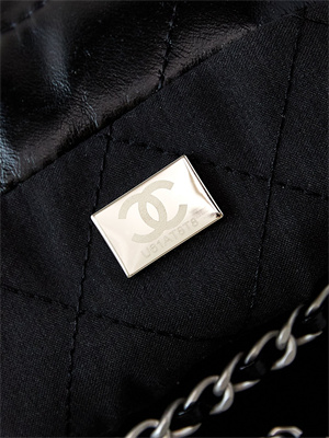 Ch*el 22 mini handbag gradient calfskin silver tone metal black/silver as3980