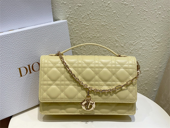 cd miss D*or top handle bag cannage lambskin yellow