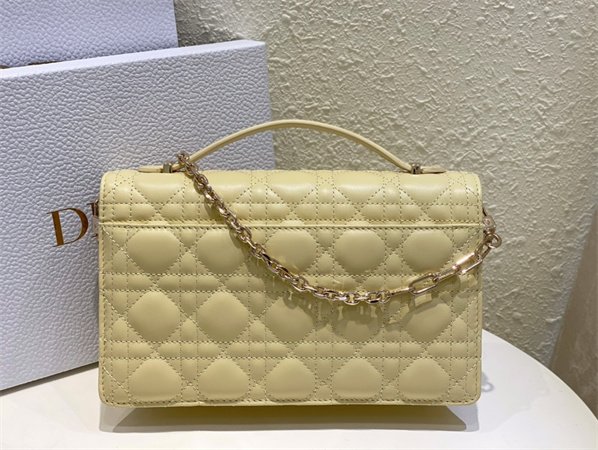 cd miss D*or top handle bag cannage lambskin yellow