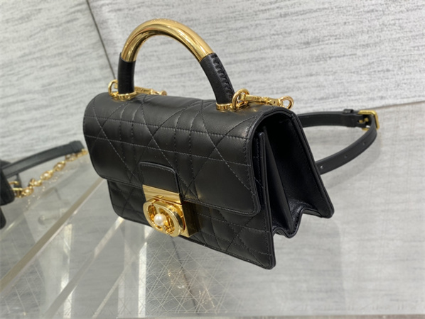 cd mini D*or ange bag black macrocannage calfskin