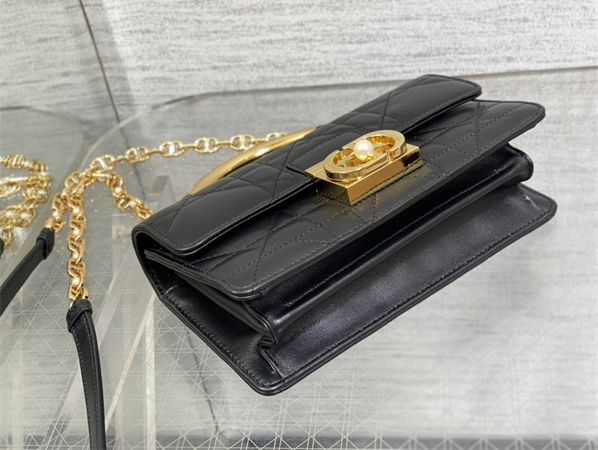 cd mini D*or ange bag black macrocannage calfskin