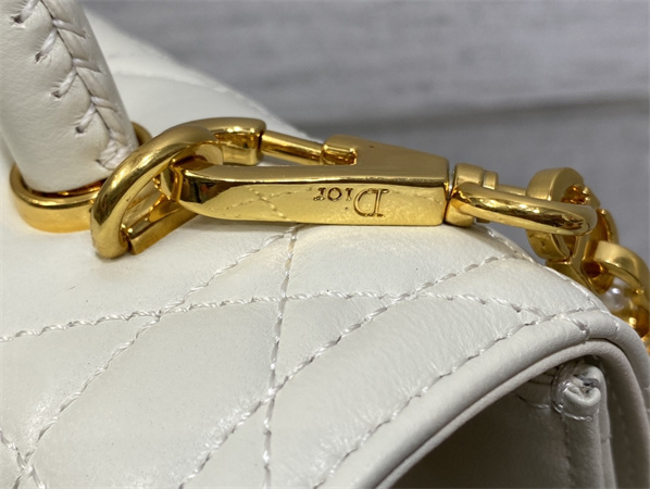 CD Medium Ange Bag White Macrocannage Calfskin