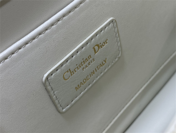 CD Medium Ange Bag White Macrocannage Calfskin