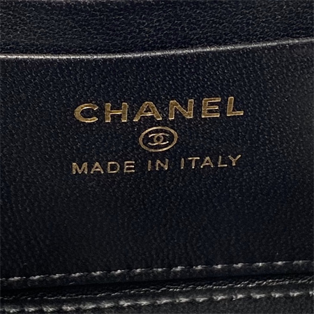 Ch*el vanity case with top handle grained calfskin gold tone metal black ap4064