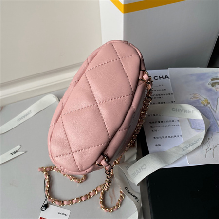 Ch*el backpack shiny lambskin gold tone metal pink as4810