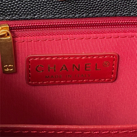 Ch*el hobo bag grained calfskin gold tone metal black as3690