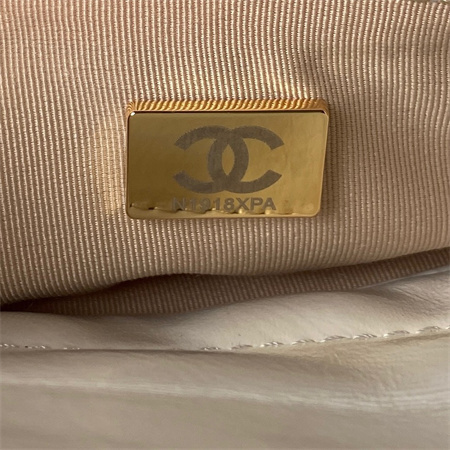 Ch*el small hobo bag shinny calfskin gold tone metal white as3710