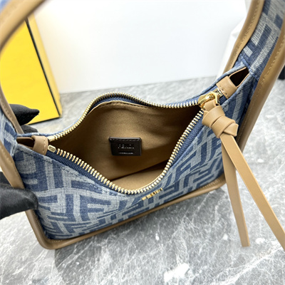 Fen.di Mini Fendessence Light Blue FF Denim Fabric Mini Bag