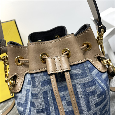 Fen.di MON TRESOR Light blue FF denim fabric mini bag