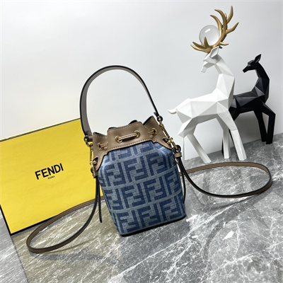 Fen.di MON TRESOR Light blue FF denim fabric mini bag