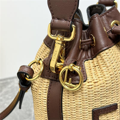 Fen.di MON TRESOR Natural raffia mini bag