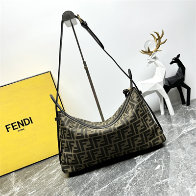 fen.di simply F**di medium brown ff jacquard fabric bag